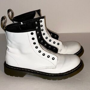 Dr. Martens, White Lace Up Boots, Size Wmns. 5